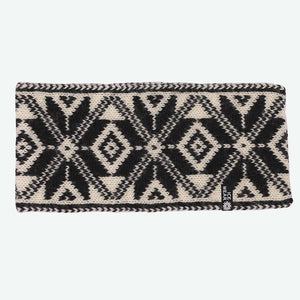Black and white headband Snaedis with Nordic pattern